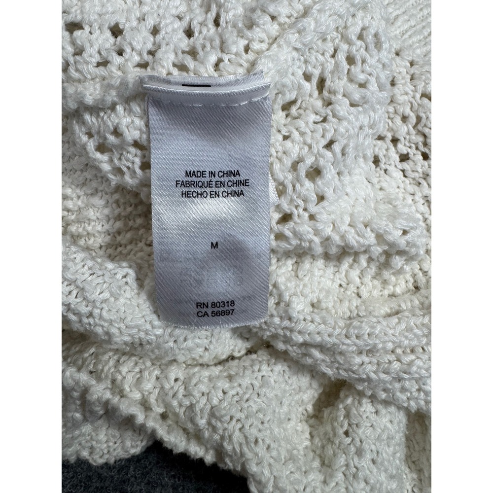Lucky Brand Womens Cream Cable Knit Cropped Cardigan Sweater Size M White - Picture 4 of 6